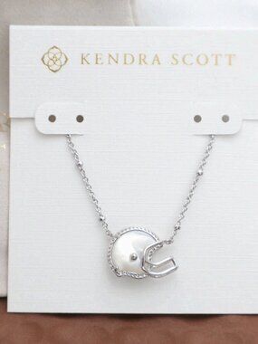 Kendra Scott Football Helmet Ivory Mother-of-Pearl Short Necklace Silver